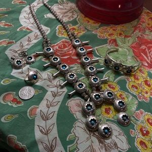 Native American Turquoise Squash Blossom Set